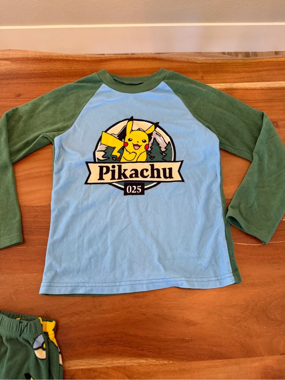Pokemon Kids Pajama Set - Light Blue & Green with Pikachu